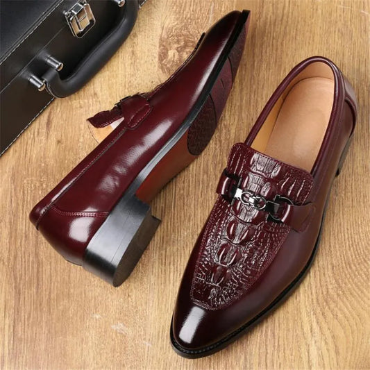 Ko Ramce Men Crocodile Grain Leather Dress Business Office Shoes